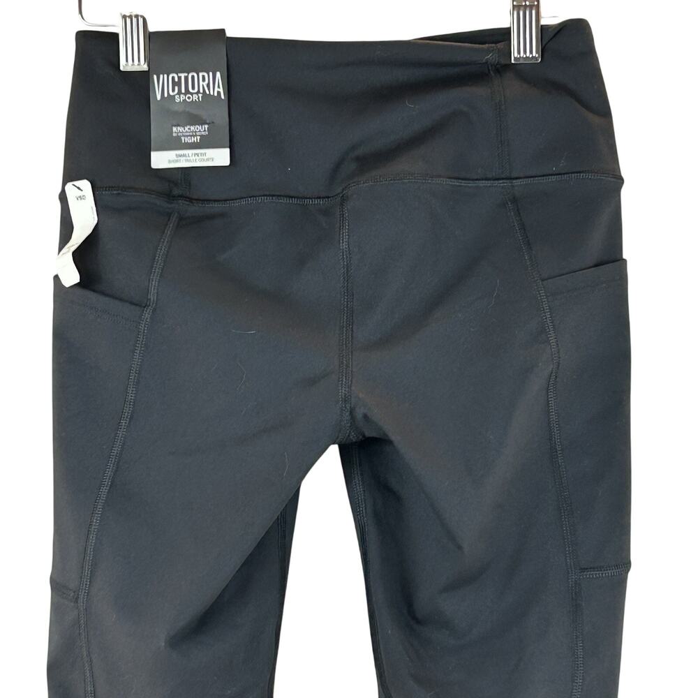 Victoria‎ Sport Leggings Womens Small Black Drawstring Waist Hidden Pocket New - Picture 5 of 10